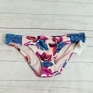 S/XS Tropical Pink Print Bikini Bottoms Hipster